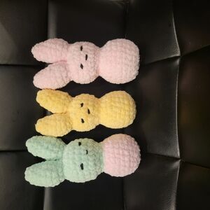 Trio of Colorful Plush Bunny Toys
